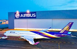 การบินไทยเผยโฉมเครื่องบินแอร์บัส เอ A350 XWB ลำแรก 