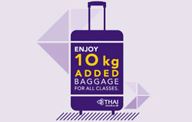 การบินไทย ปรับเพิ่มน้ำหนักกระเป๋าสัมภาระให้อีก 10 กิโลกรัม ทุกชั้นโดยสาร เริ่มตั้งแต่บัดนี้เป็นต้นไป